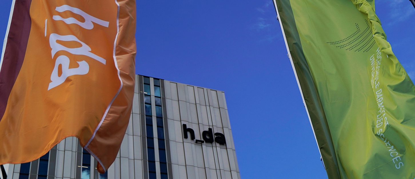 HS Darmschaft, Gebäude mit Fahnen